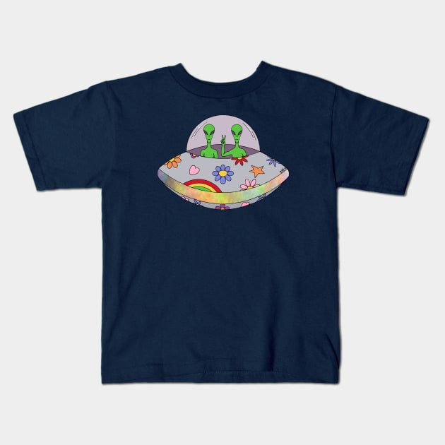 They Come in Peace UFO Kids T-Shirt by AzureLionProductions
